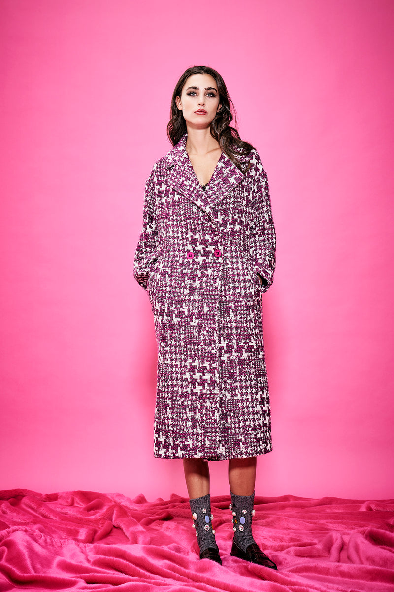 Cappotto in lana pied de poule