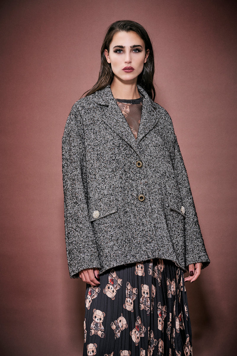 Cappotto a uovo in resca di lana