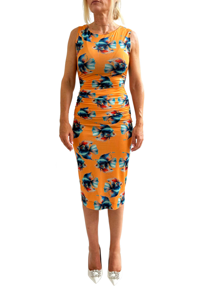 Abito in Jersey elasticizzato mod Mia 14st stampa Fish var 15