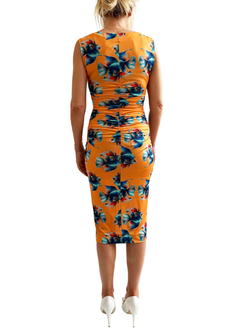Abito in Jersey elasticizzato mod Mia 14st stampa Fish var 15