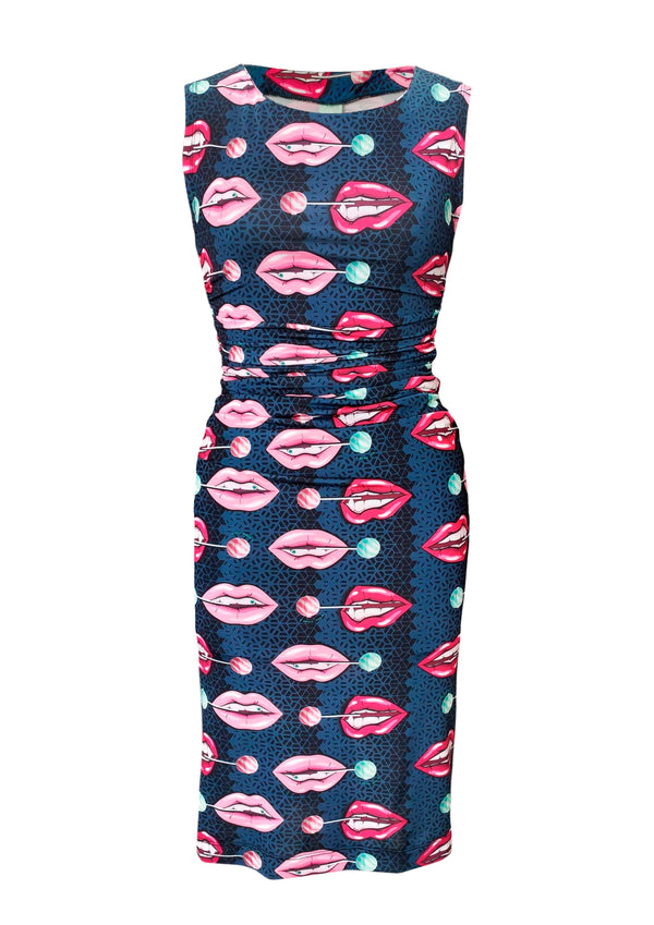 Abito in Jersey elasticizzato mod Mia 14st stampa Bocche