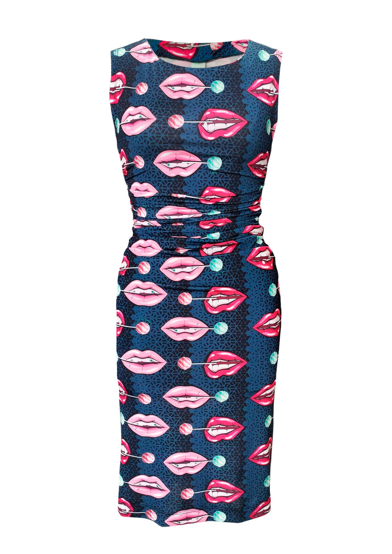 Abito in Jersey elasticizzato mod Mia 14st stampa Bocche