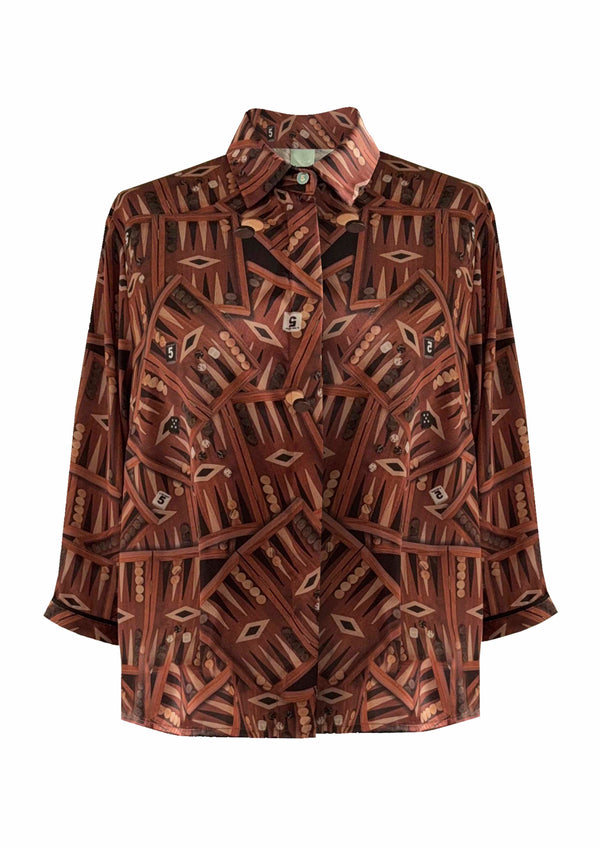 Camicia in raso cropped Black Gammon