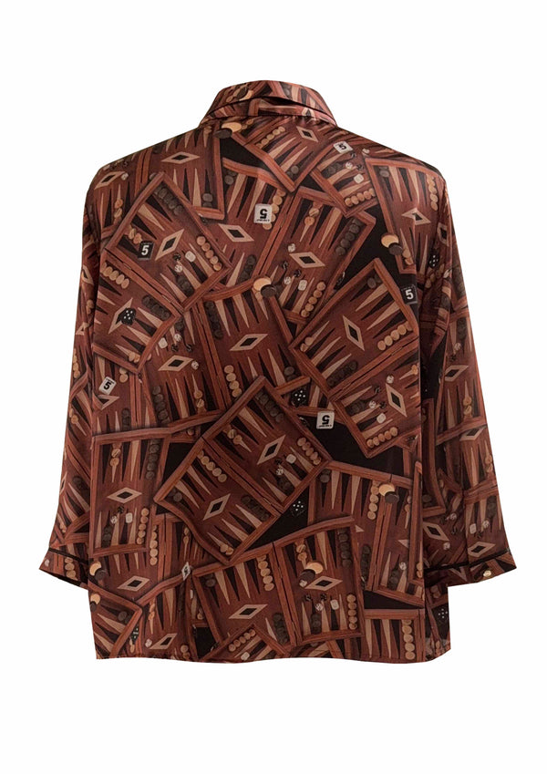 Camicia in raso cropped Black Gammon