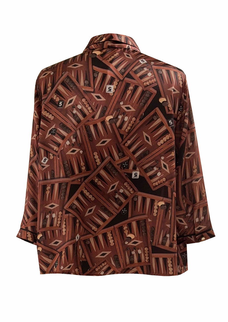 Camicia in raso cropped Black Gammon