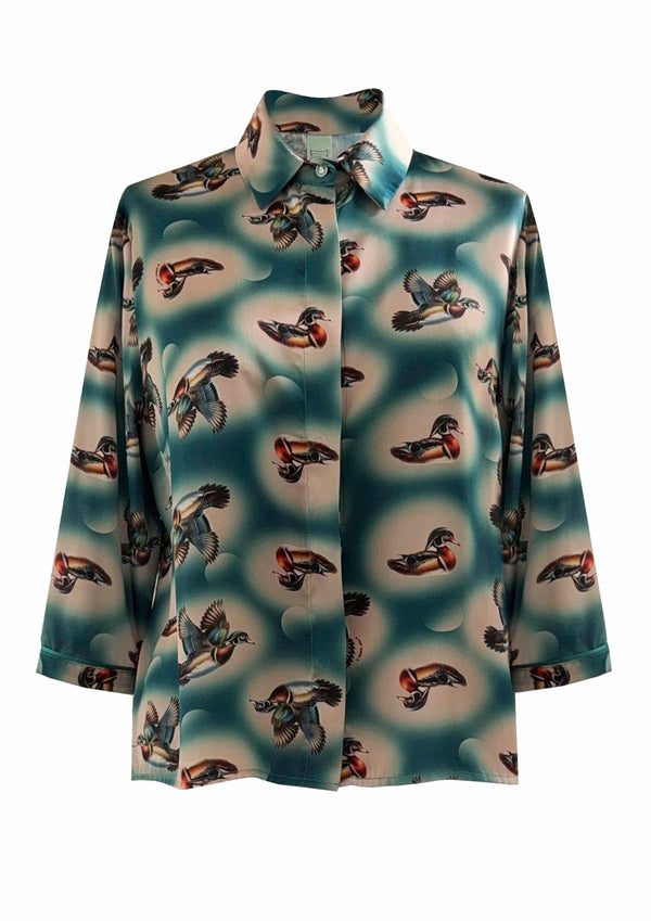 Camicia in raso cropped Germani