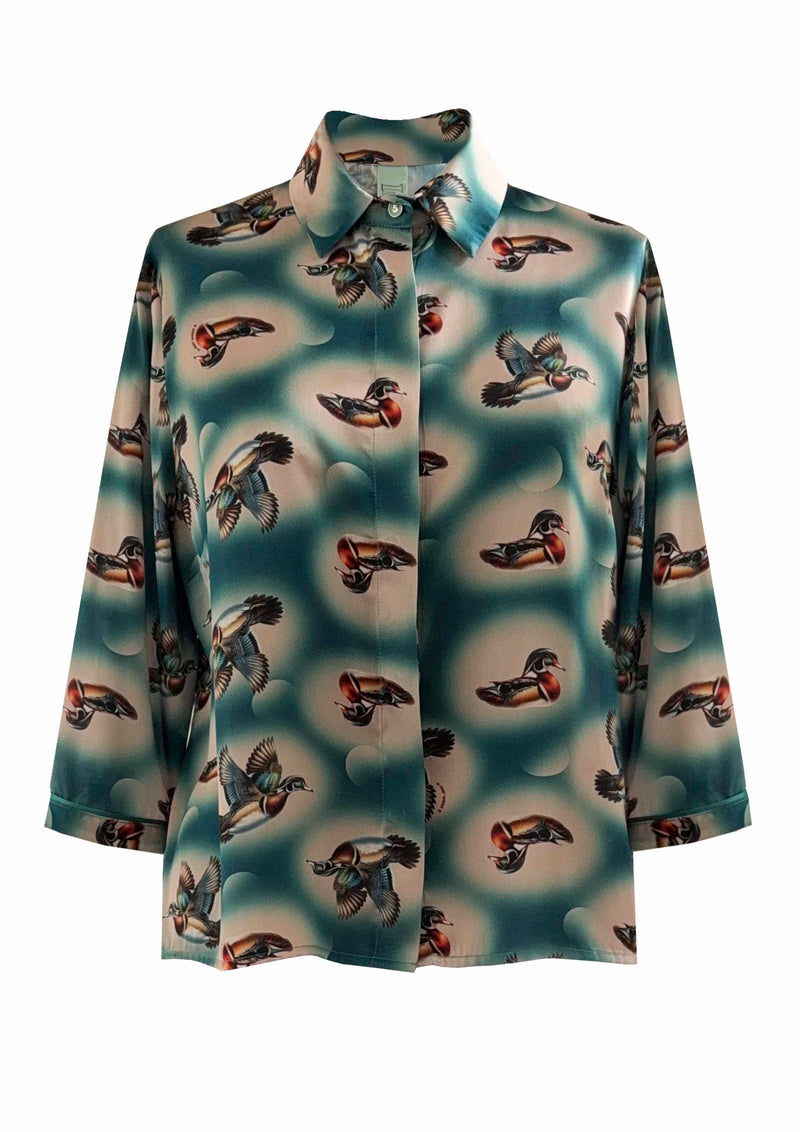 Camicia in raso cropped Germani