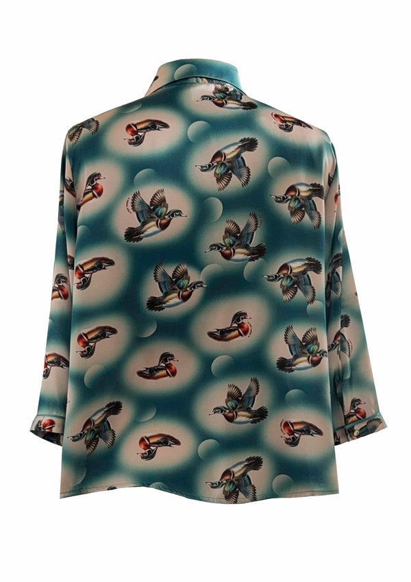 Camicia in raso cropped Germani