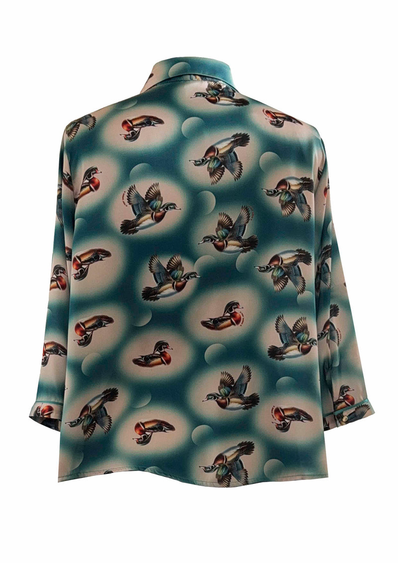 Camicia in raso cropped Germani