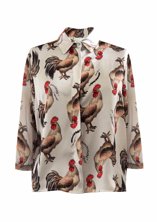 Camicia in raso cropped Gallo