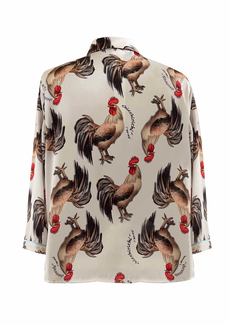 Camicia in raso cropped Gallo