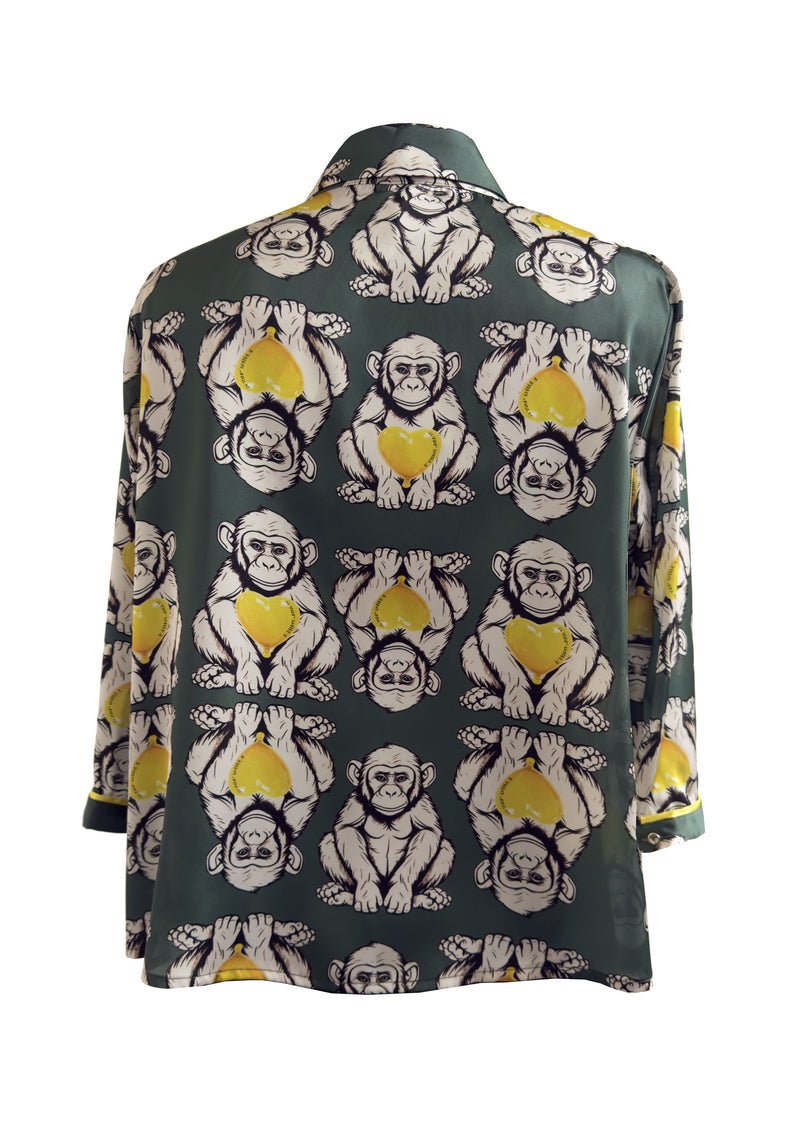 Monkey Military Cropped Satin Shirt