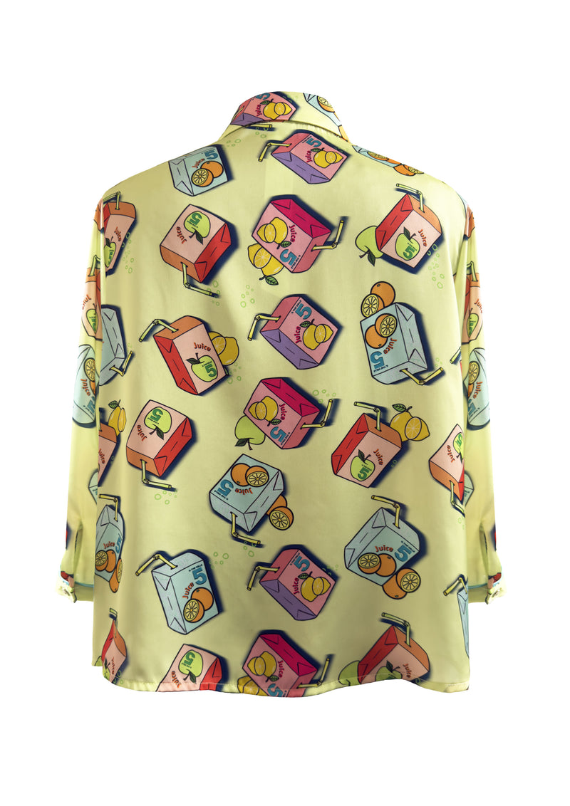 Juice Yellow cropped satin shirt