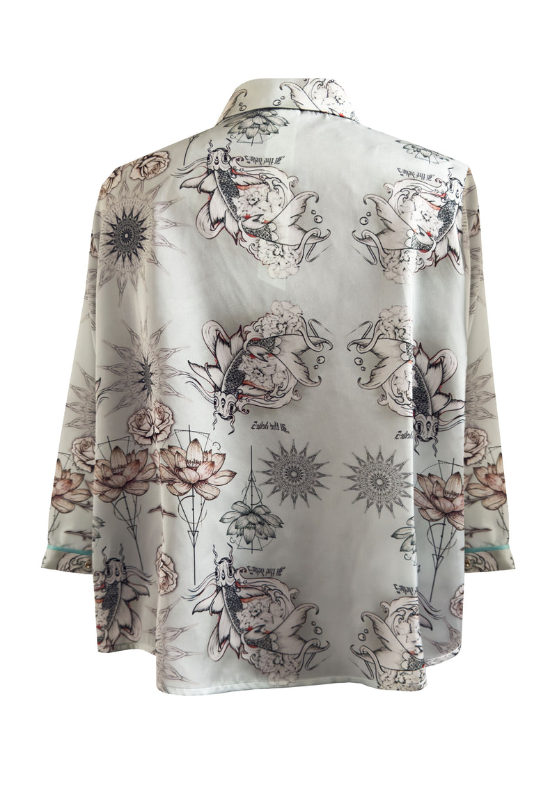 Tatoo Azur Cropped Satin Shirt