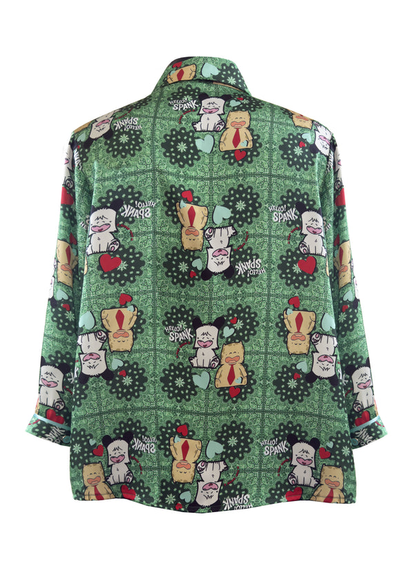 Camicia in raso cropped Spank Torakiki Green