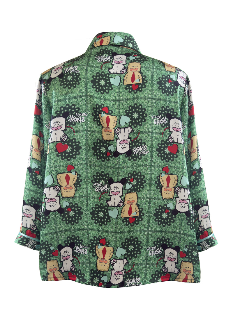 Camicia in raso cropped Spank Torakiki Green