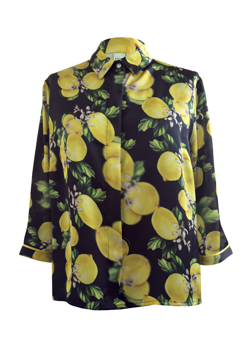 Cropped Satin Shirt Lemons