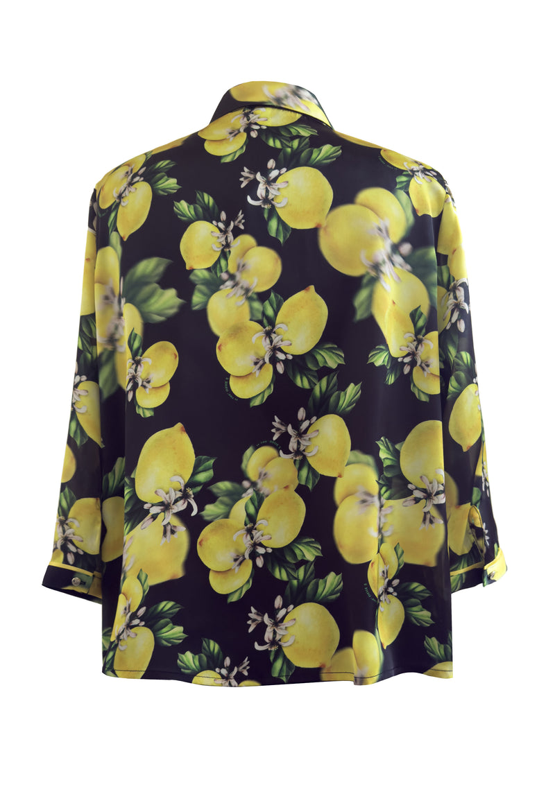 Cropped Satin Shirt Lemons